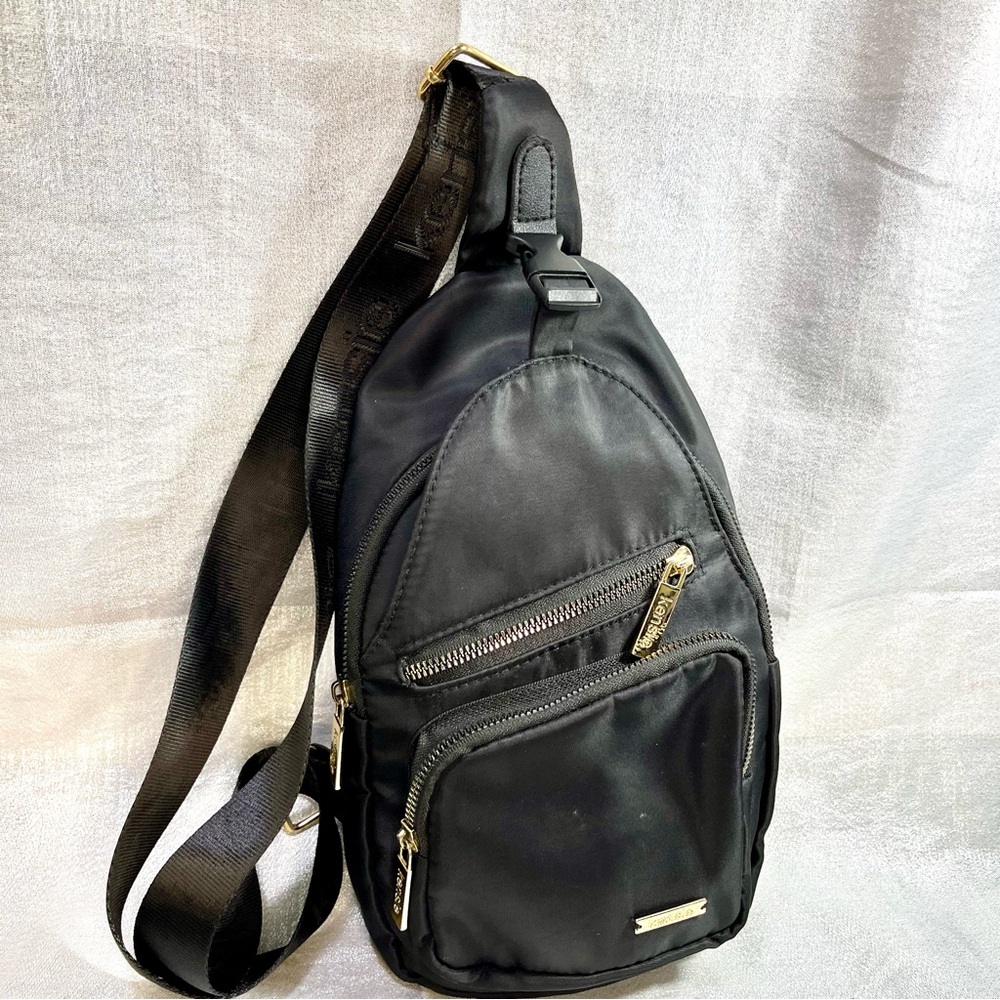 Kensie Sling Black Nylon Crossbody Bag Purse
